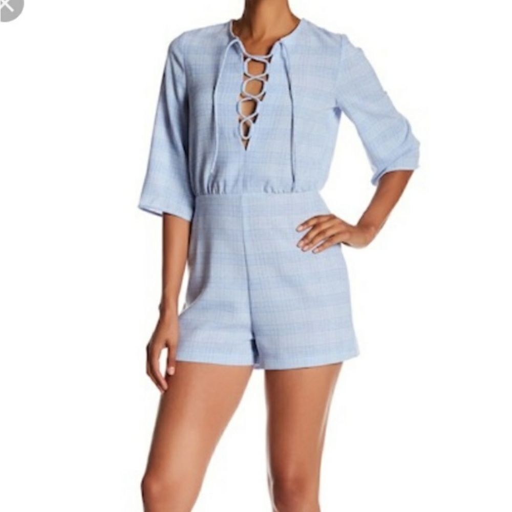 Ali & Jay Blue Plaid Romper Sz M